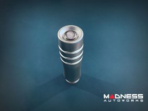 FIAT 500 Short Shifter Kit + Gear Shift Knob Combo - MADNESS Adjustable Shifter + MegaWeight Silver Shift Knob 